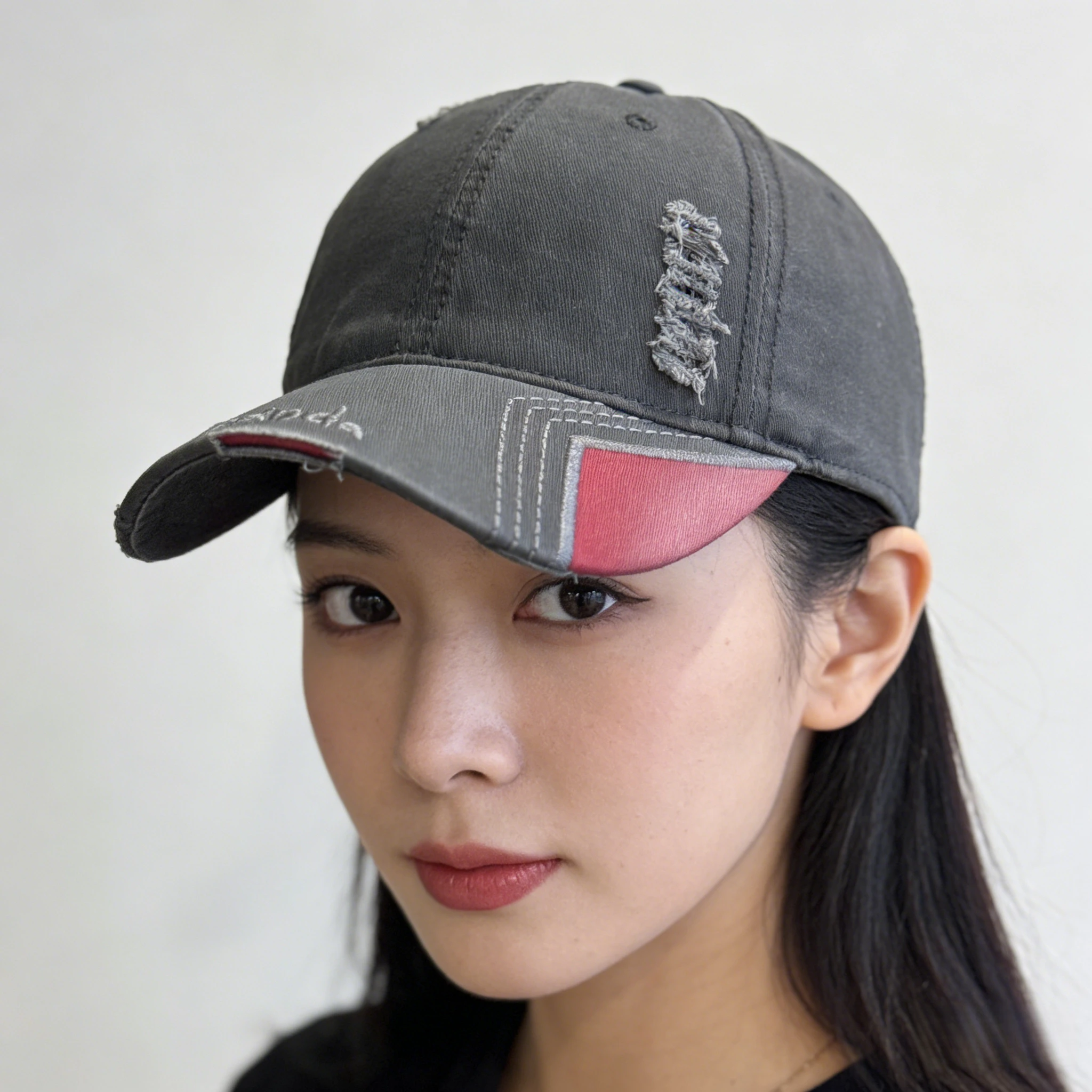 

Women's Vintage Cotton Baseball Cap - All-Season Frayed Edge Hat (54-60cm) with Embroidery & Color Block Brim