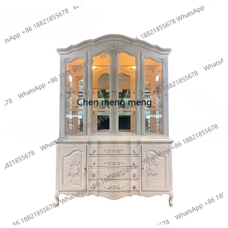 Entrance Carved Console Table/Simple Mid-Century Style Solid Wood American Retro Console Table