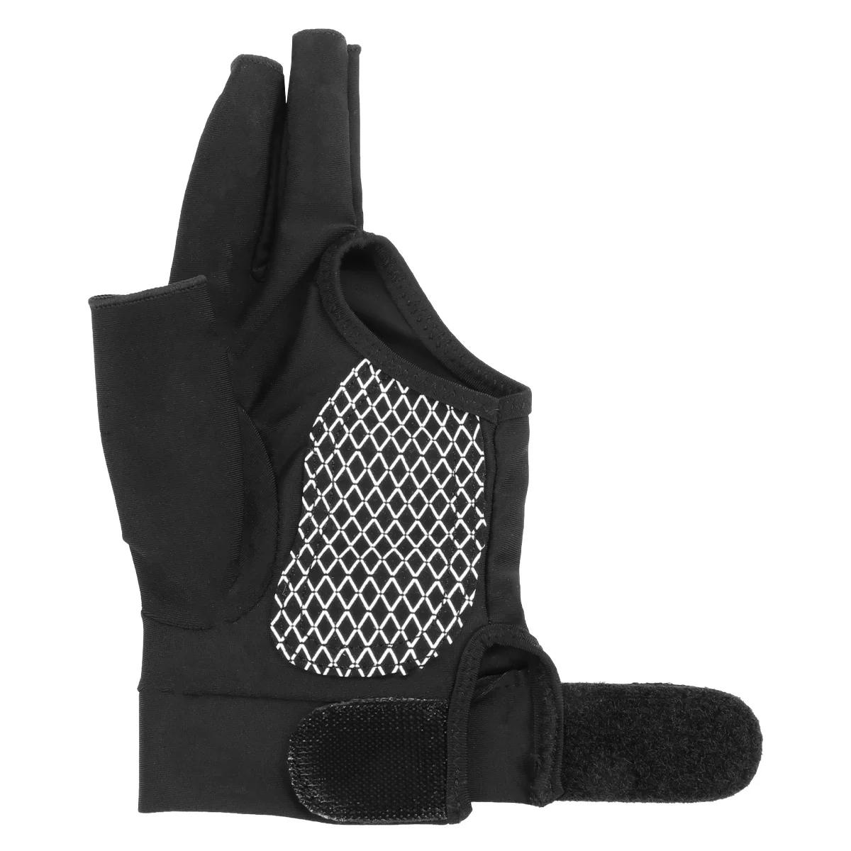 Guanto da biliardo con design a 3 dita, tappetino in silicone antiscivolo, rete traspirante, flessibile, adatto per uomo donna, nero, taglia L