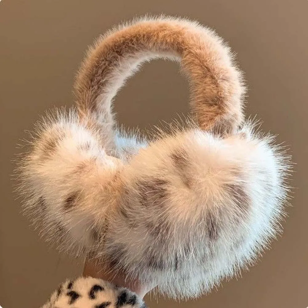 العصرية يندبروف ليوبارد طباعة غطاء للأذنين الكورية نمط طوي غطاء للأذن لينة البوليستر الشتاء رشاقته إيرفلاب التزلج