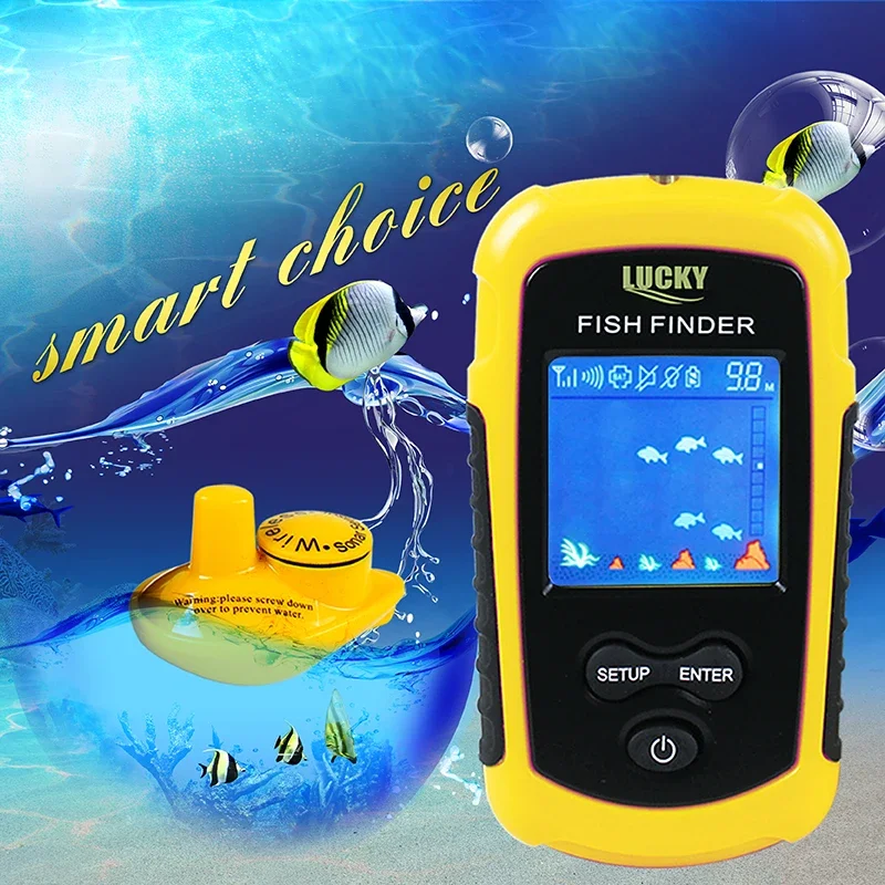 LUCKY FFCW1108-1 Sonar Fish Finder 120 Meters Wireless Operation Range Portable Sensor Deeper Color Lcd Display For Fishing