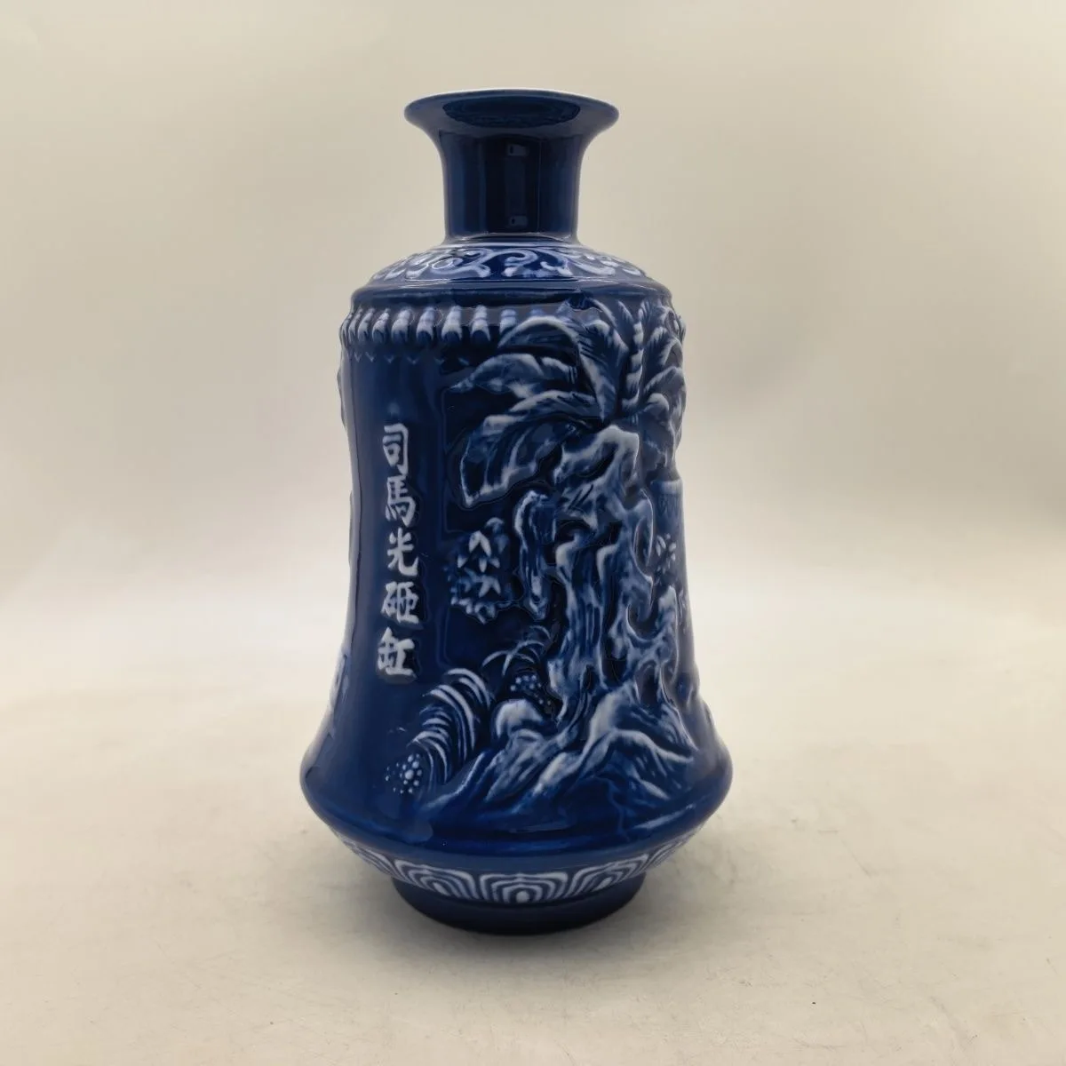 Chinese Qing Qianlong Relief Blue Glazed Vase Antique Porcelain Chinese style Ornament modern exquisite handicrafts
