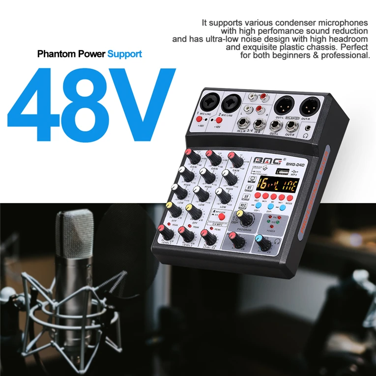 Professional Mini Audio Mixer Sound Card for Computer Recording