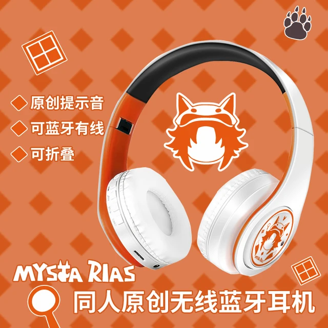 Anime Luxiem Vtuber Mysta Rias Cosplay Cute Cat Ear Fashion Devil Horns Portable Fold Headset Wireless Bluetooth Earphone Gifts