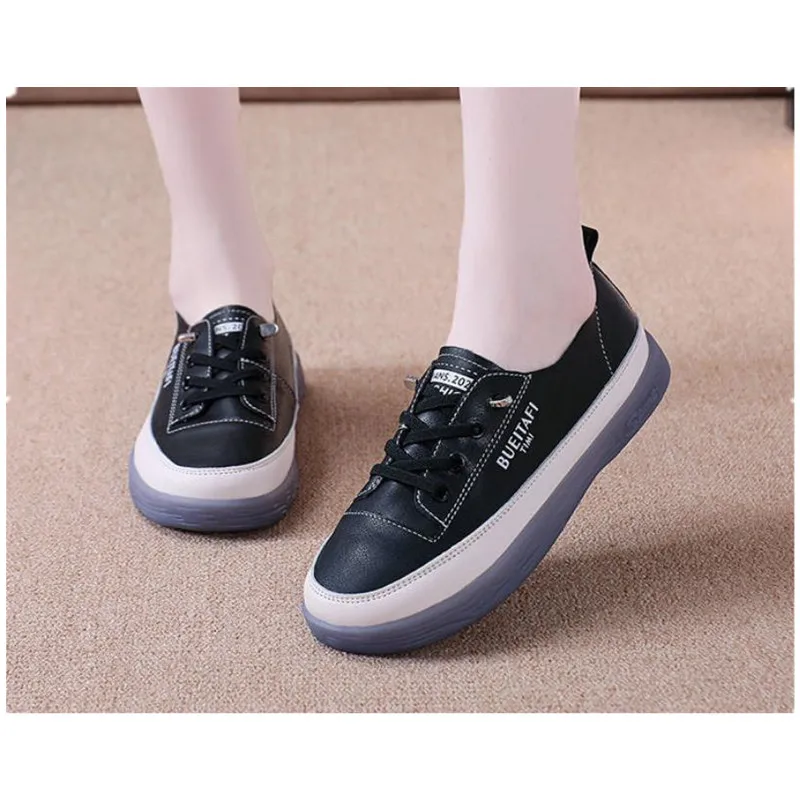 Women Sneaker Casual Leather Little White Shoes 2023 Spring Autumn Oxford Soft Sole Women Vulcanized Shoe Ladies Walking Sneaker