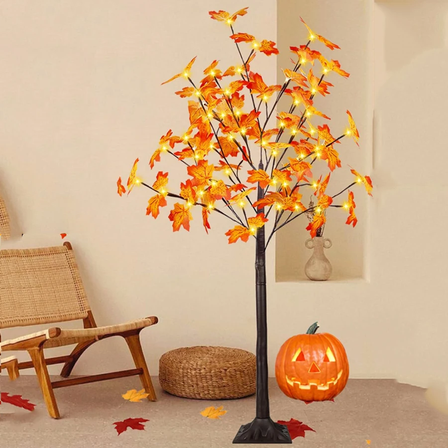 

1.2/1.5/1.8M Artificial Lighted Maple Tree Fall Decor LED Prelit Fall Maple Tree With Fairy Light for Thanksgiving Day Decor