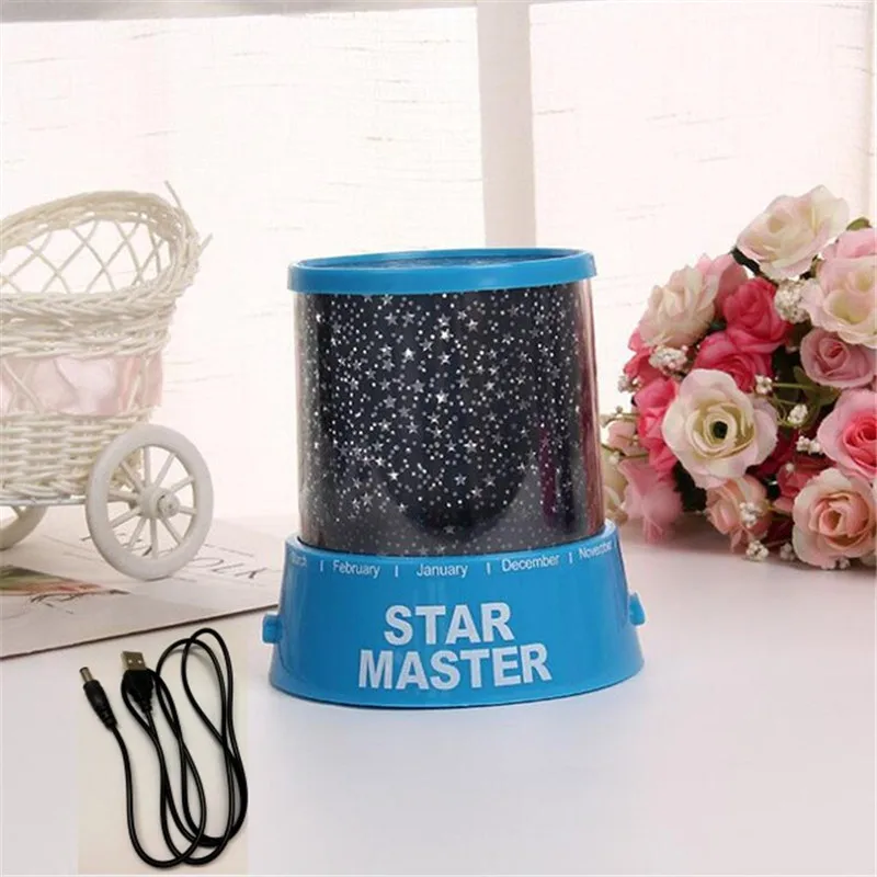 Romantic Rotating Star Moon Sky Rotation Night Projector Novelty Starry Star USB Night Light Lamp Projection For Kids Bed Lamp