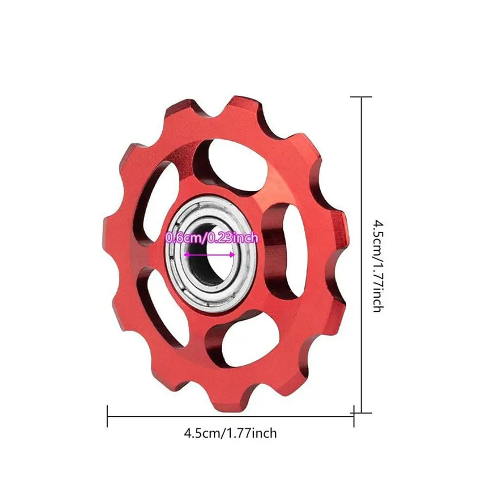 11T Gear MTB Bicycle Rear Derailleur Jockey Wheel Aluminum Sealed Bearing Pulley Highway mountain Bike Shift Guide Wheel Red