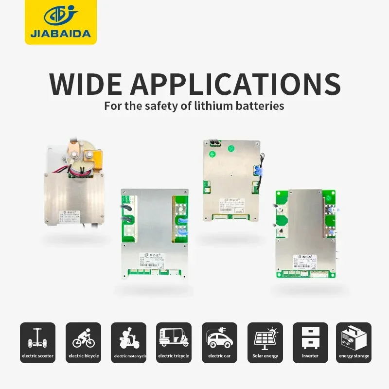 JIABAIDA 3S 12V 4S LiFePo4 BMS สมาร์ท BT UART ความร้อน 60A 100A 120A 150A Charge Dischanrge ต่อเนื่อง JBD สมาร์ท BMS