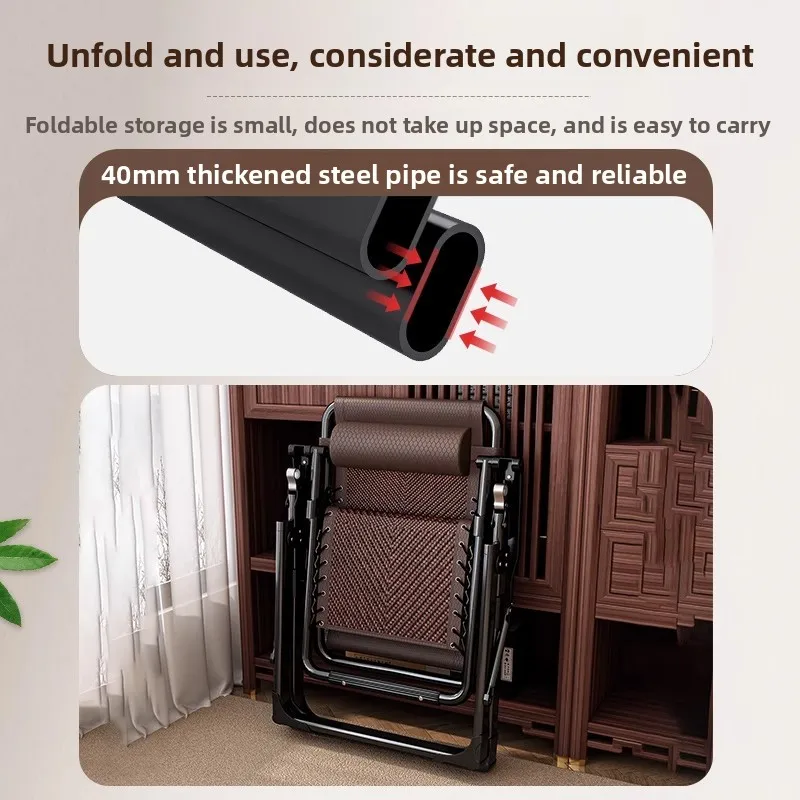 Rattan summer bench recliner folding lunch break rattan chair nap balcony household elderly chair leisure chair backrest lazy