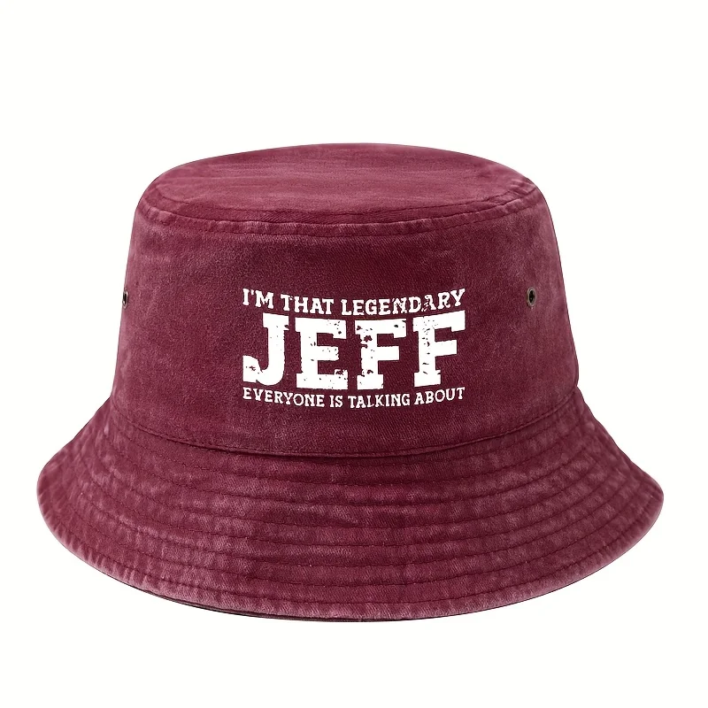 قبعة صياد السمك بنمط طباعة JEFF الأسطوري من I'm Than، قبعة صيد كلاسيكية كلاسيكية للجنسين، للسفر والتخييم في الهواء الطلق