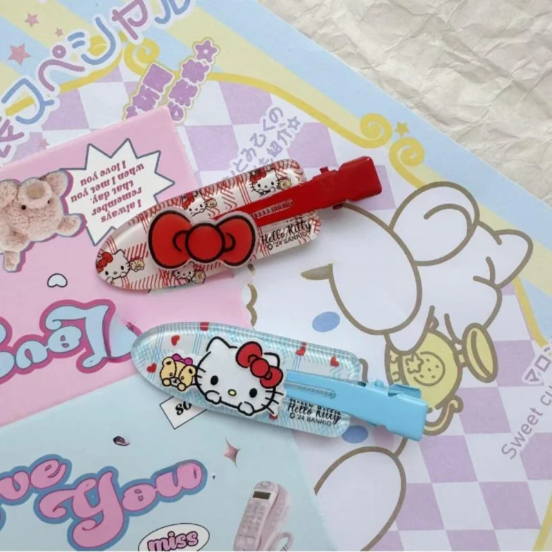 4pcs Japanese Cartoon HelloKitty Seamless Hair Clip For Girls With Broken Hair And Bangs