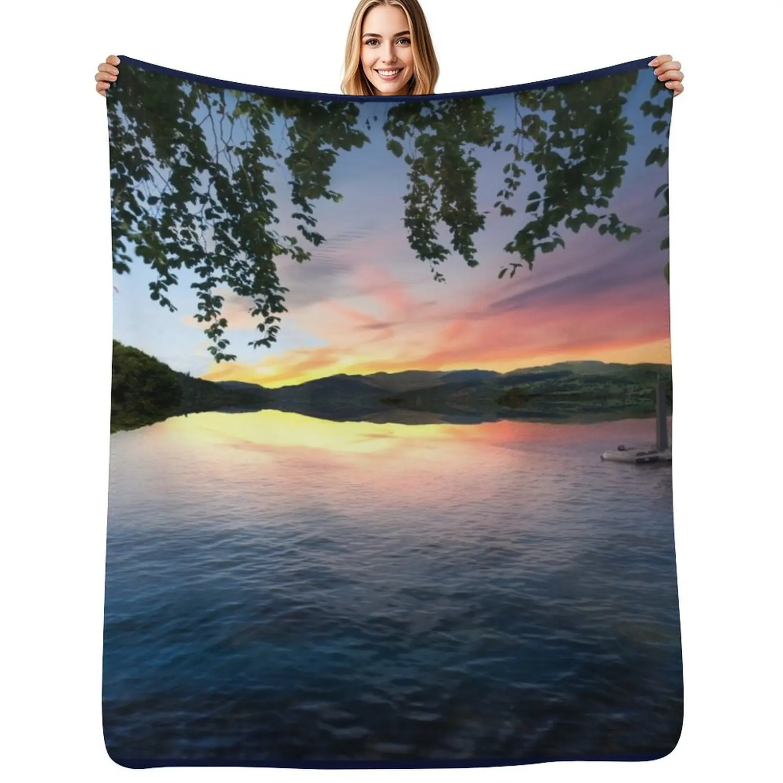 

Bowness on Windermere Sunset Throw Blanket Custom For Decorative Sofa for sofa manga Blankets