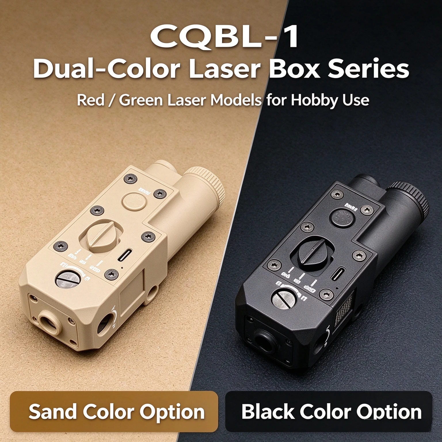 CQBL-1 Red Green Beam Indicator, Compact Rechargeable Decor Accessory for 20mm Rail Hobby Model