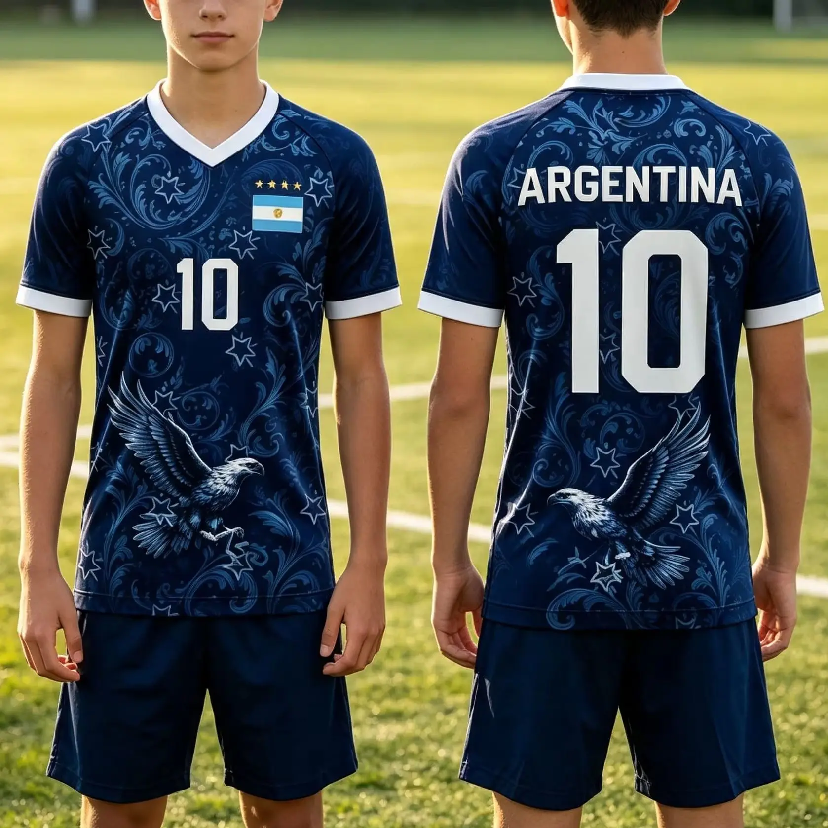 Argentina Eagle Casual Sports Men T Shirt Women Tee Boys Top Children Parent Child V Neck Quick Dry Short Sleeves Kids Tshirt