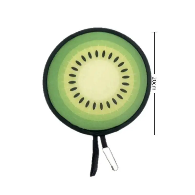 Round Foldable Hand Fans Cartoon Foldable Design Handheld Folding Fan Round Shape Fruit Style Cooling Fans Portable