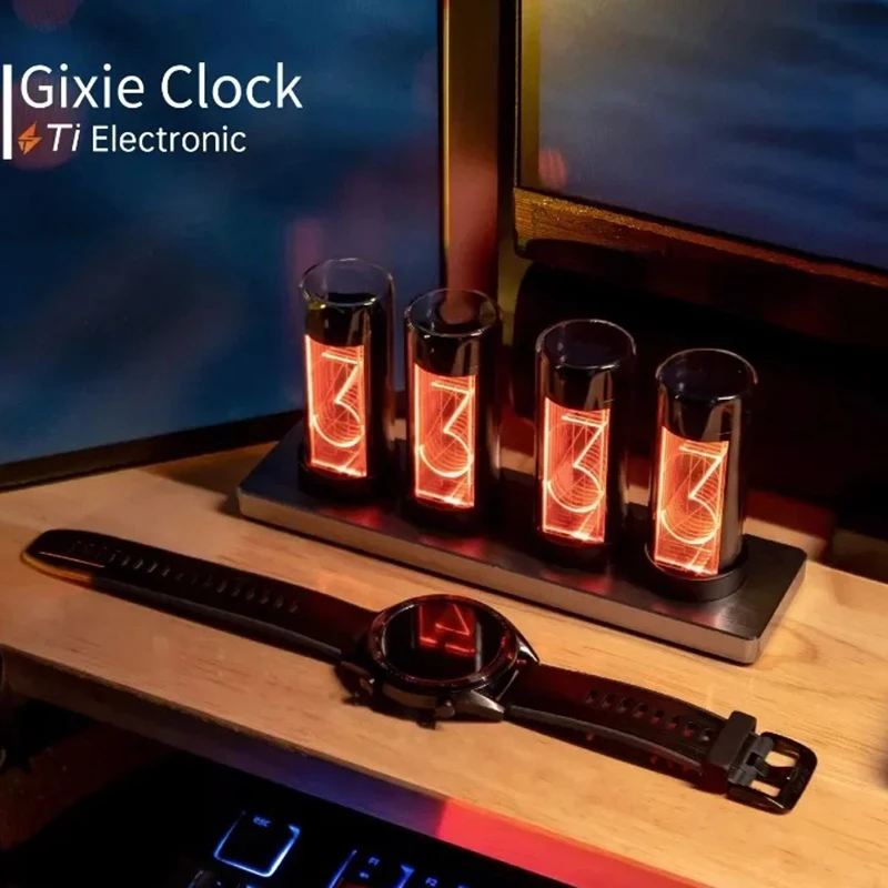 Nixie Tubes Clock Digital RGB Electronic Led Glow Nixie Tube Watch Desktop Original Retro Table Decoration & Accessories Gifts