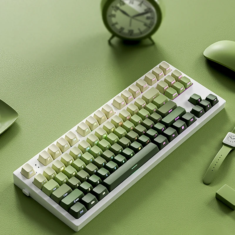 Imagem -03 - Teclas Cereja Perfil Verde Uva Keycaps Impressão Lateral Brilho Através Keycaps Duplo Tiro Pbt Keycap para mx Switch Teclado de Jogos 136