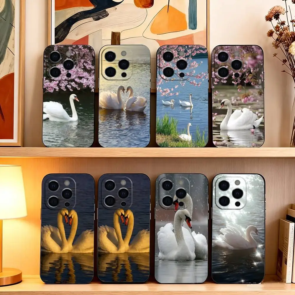 

Elegant White Swan Phone Case Silicone Soft For IPhone 17 16 15 14 13 12 11 X XR Plus Pro Max Plus