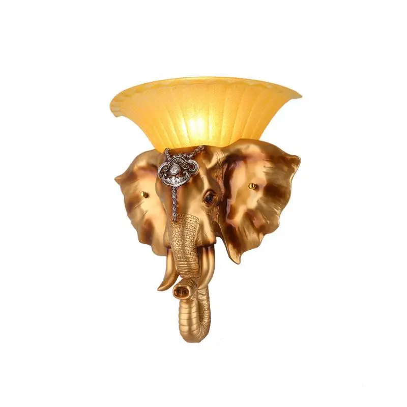 

European creative retro resin lamps hotel living room bedroom aisle restaurant stairs personalized elephant wall hanging wall