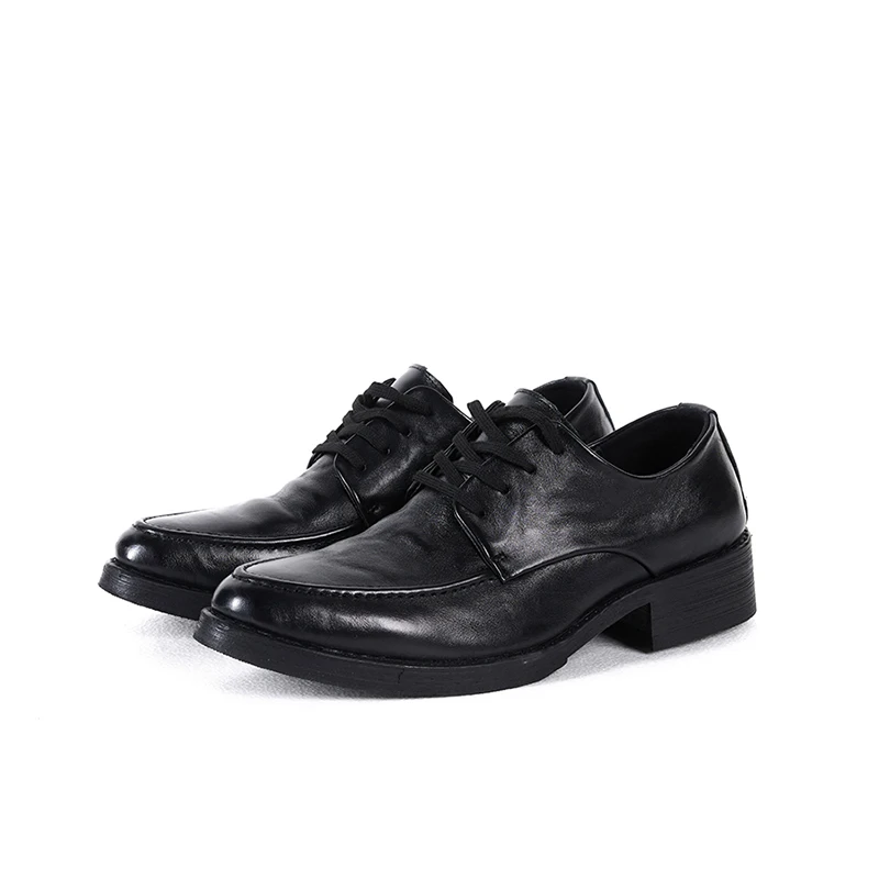 

New business leather shoes men's genuine leather upturned derby shoes casual formal dress shoes toe layer cowhide wedding shoes