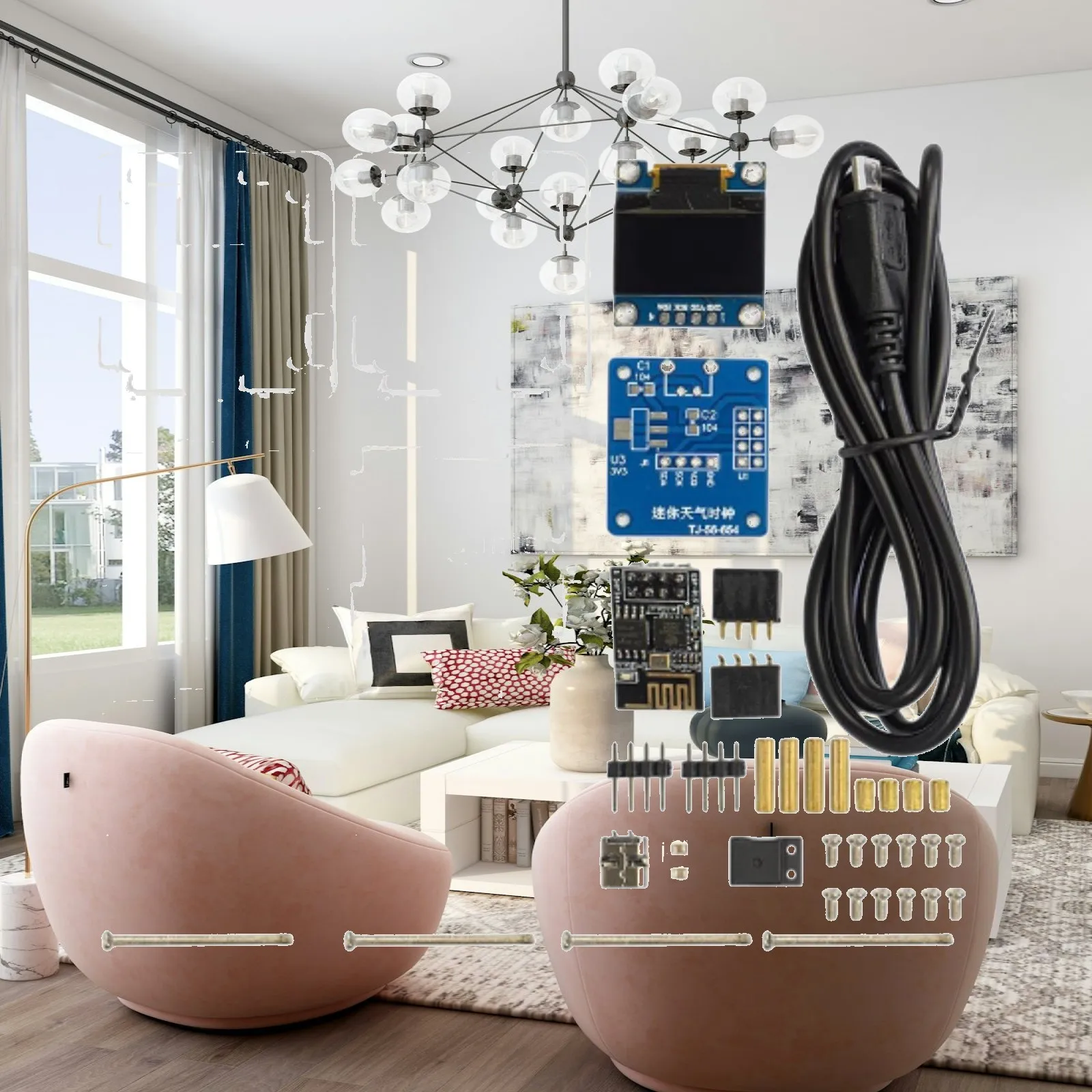 DIY Digital Clock Kit with LED Display Mini Weather Station Electronic Clock for Home Office Projects