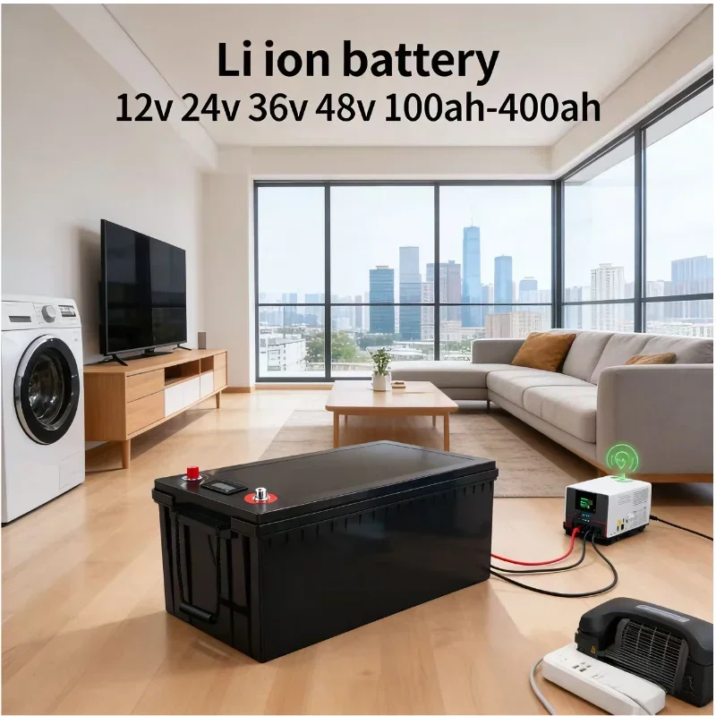 

Аккумулятор литий-ионный 12В 200Ач, замена свинцово-кислотных аккумуляторов, аналог литий-железо-фосфатных (LiFePO4) аккумуляторов 48В 400Ач, высокопроизводительный литий-ионный аккумулятор 12В/48В