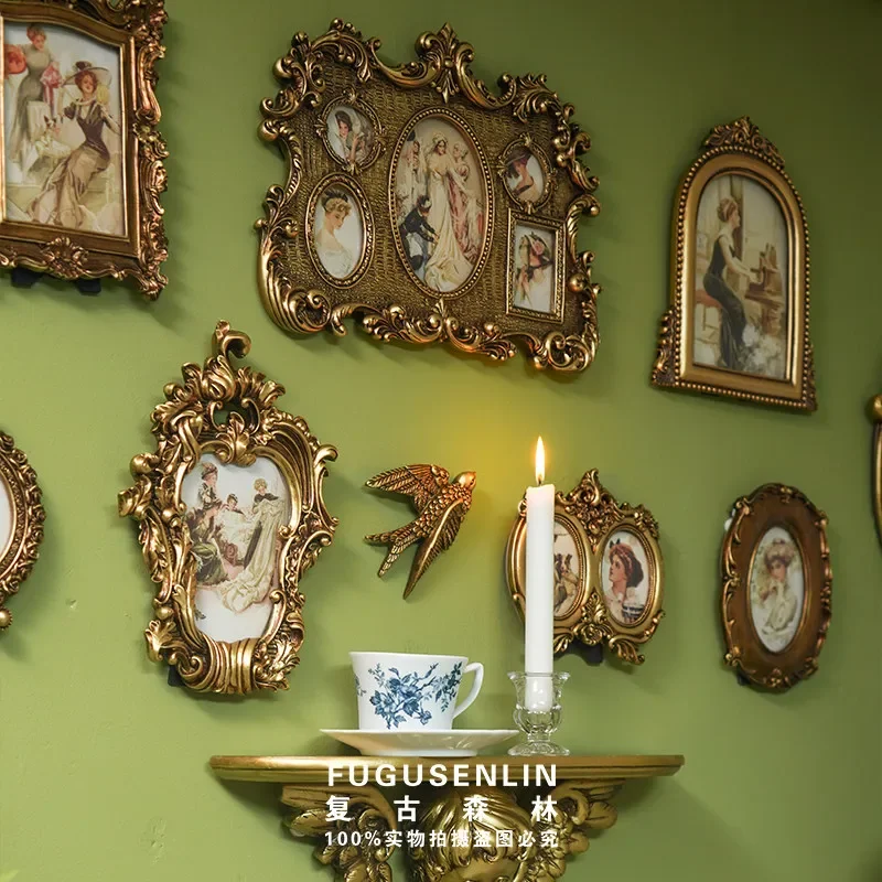 1PC, a retro five-petal bow three-dimensional patterned circular photo display frame, a home desktop decoration frame
