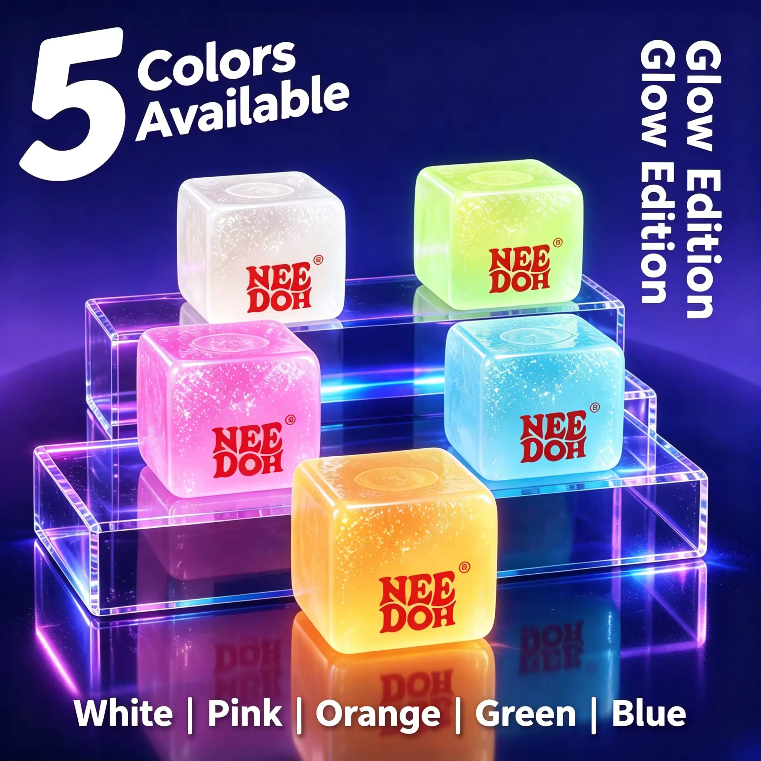HOT Schylling Needoh Nice Cube Squishy Stress Toy Glow In The Dark Slow Rebound Sensory Glitter Pressure Relief For Adults Gifts