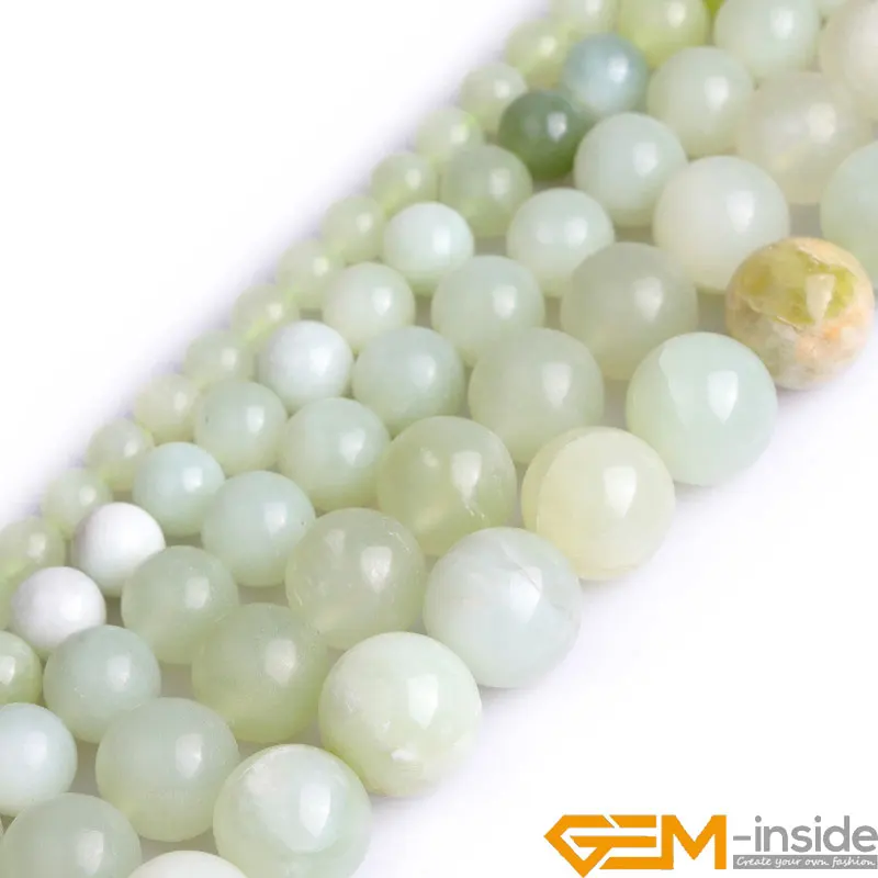 Natural Round Hua Show Jades Beads For Jewelry Making DIY Accessorries Nephrite Bracelet Necklace 6/8/10/12/14 mm Strand 15 Inch