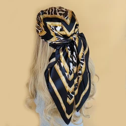 Silk Scarf Scarftop Headwraps For Women Vintage Four Seasons Hair Scarve 90*90cm Hijab Foulard Iuxe Bandana Femme Headscarf