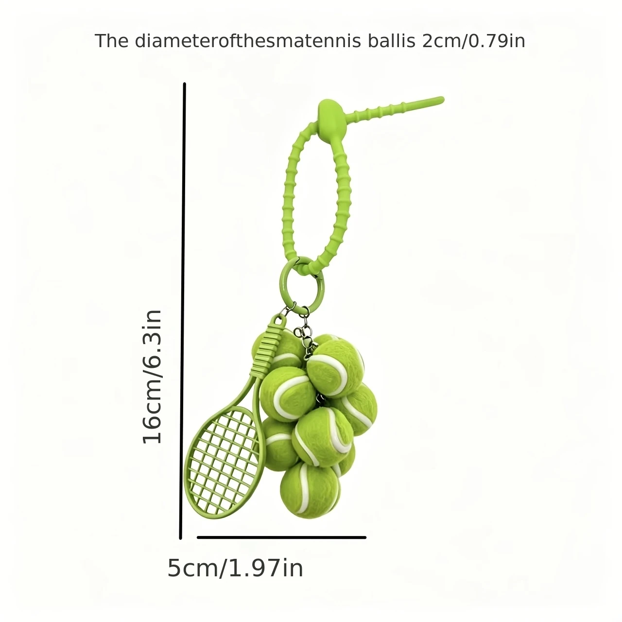 Fashion Creative Sports Tennis Racket Green Y2k Keychain Car Keychain Bag Pendant Souvenir Gifts for Sports Lovers