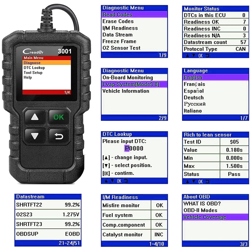 LAUNCH X431 CR3001 Code Reader Car OBD2/EOBD Scanner Diagnostic Tool Professional Engine System Diagnostic Tool view 5