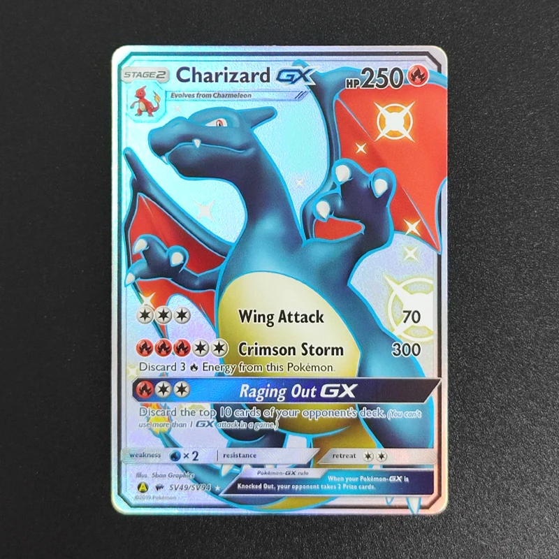 DIY PTCG English Gengar Minikyu Charizard Pikachu Lucario Reshiram Victini Umbreon Mewtwo Latia Hobby Collection Flash Card Toy