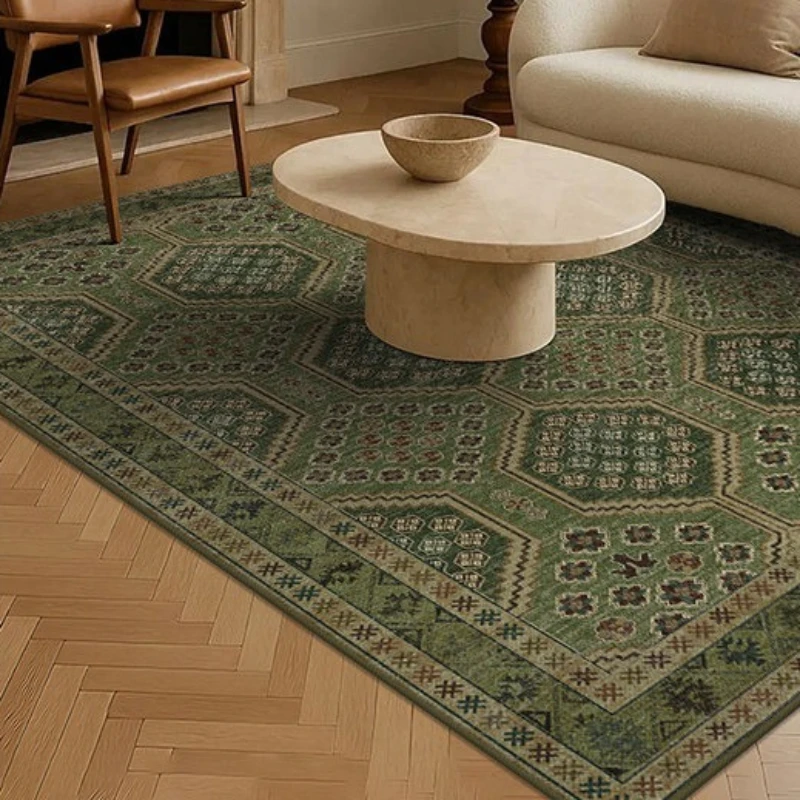 American Retro Green Living Room Carpet Large Area Sofa Rugoldable Machine Bedroom Bedside Non-slip Soft Floor Mat Ковер Tapis