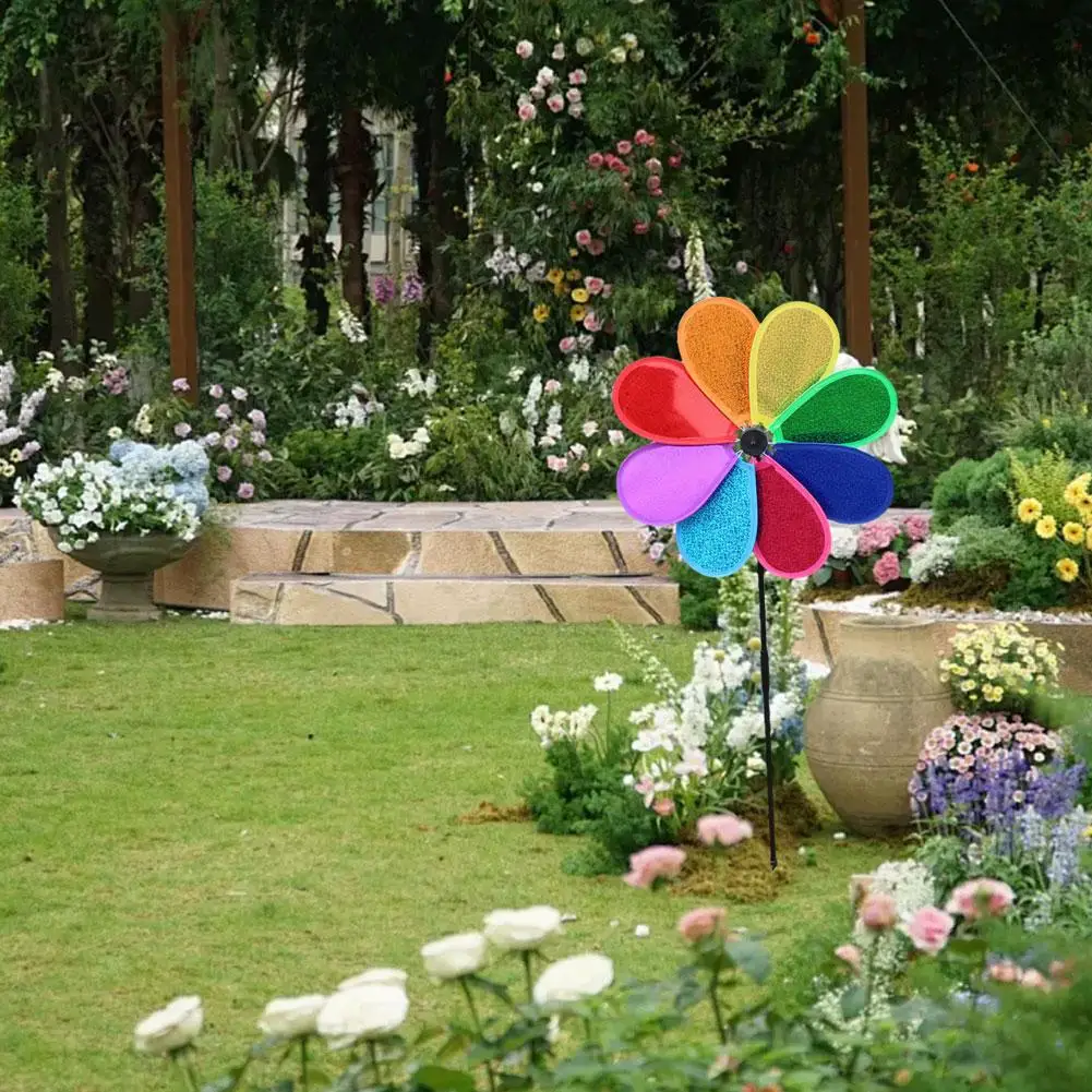 New Colorful Rainbow Dazy Flower Spinner Wind Windmill Garden Yard Outdoor Decor Colorful Creative Bird Scarer Kids Toy