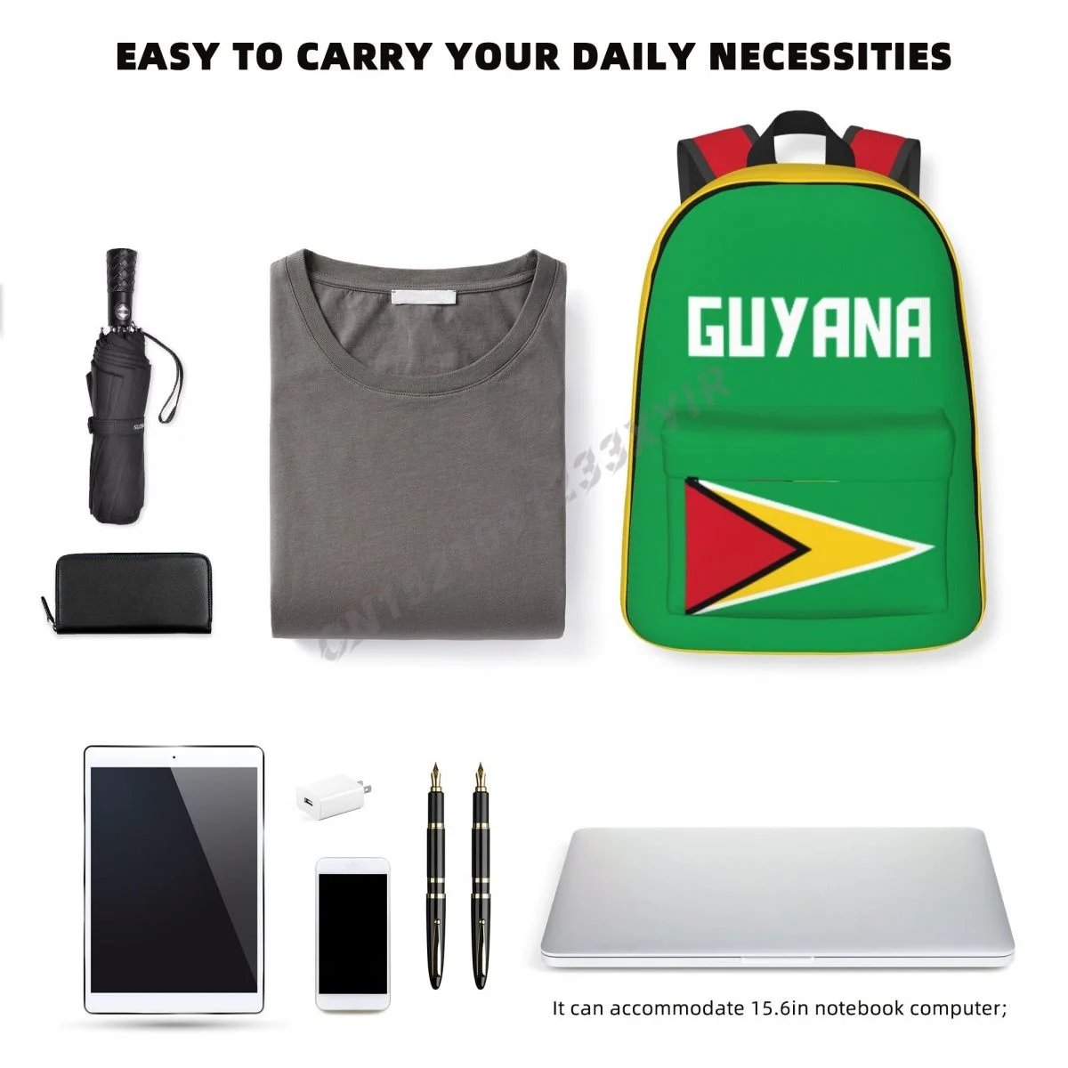 Unisex Backpack Guyana Flag Guyanais Stitch Schoolbag Messenger Bag Case Laptop Travel Bag Mochila Gift