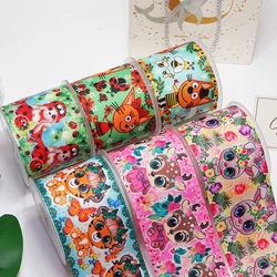 DIY Cartoon Animal Printed Grosgrain Ribbon For Craft Supplies Sewing Accessories 5 Yards. 53266