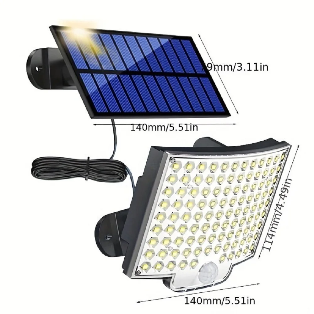 106LED dzielony lampa słoneczna 3 tryb oświetlenia dekoracja zewnętrzna światło słoneczne czujnik czujnik światła PIR ściana wodoodporna lampa