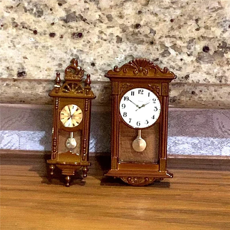 

1/12 Doll House Scene Mininature Roman Clock Pendant Clock Living Room Wall Clock Decoration Doll House Accessories AJAS