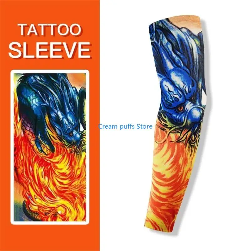 50LE Fun Temporary Pattern Arm Stockings for Halloween Costume and Sports