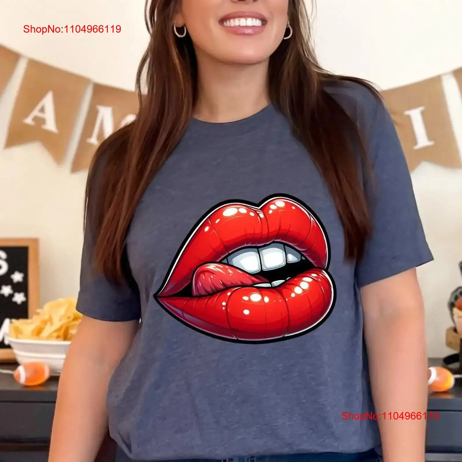 

Футболка с изображением игривых губ, дразнящего языка, модный дизайн с укусом губ, модная уличная одежда вперед, повседневная шикарная винтажная стираная футболка унисекс