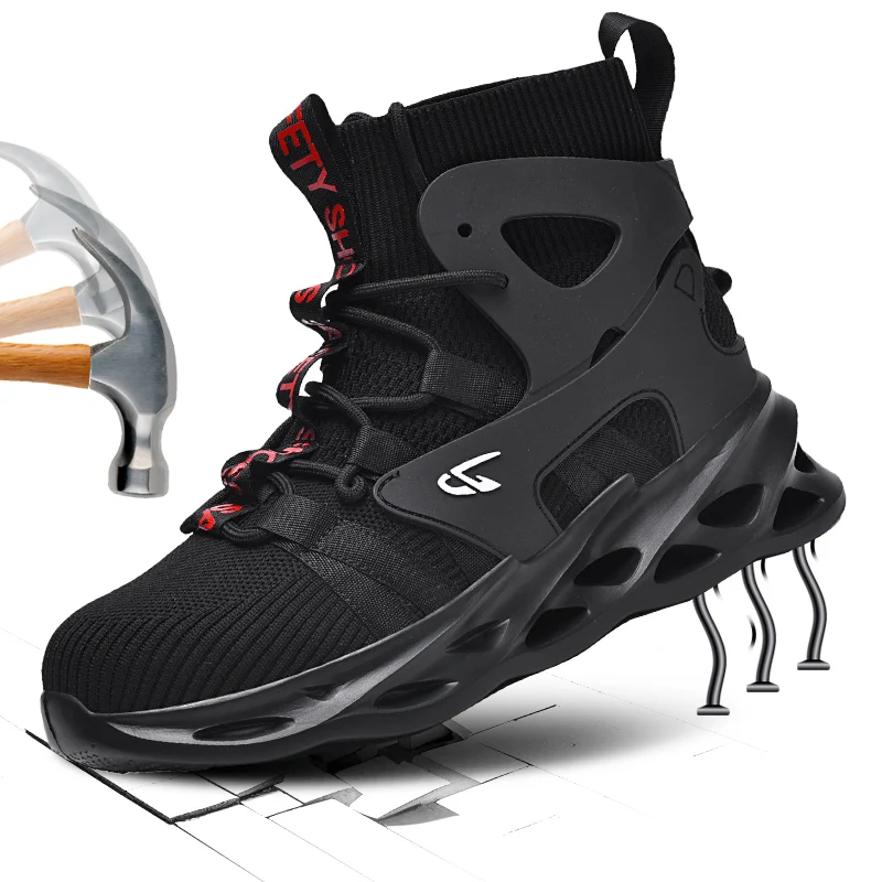 Breathable Anti-Puncture Safety SHoes Men's Durable Work Shoes Fashionable Split Point Safety Flat Comfortable Sneakers for Men