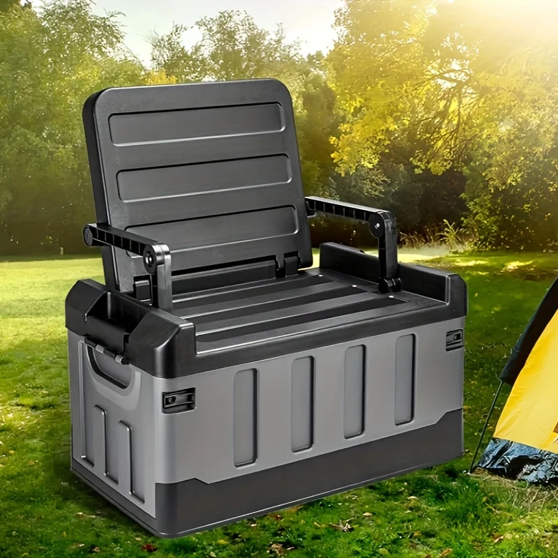 Portable Fishing Tool Box with Chair, ABS & PP Multifunctional Storage Case with Resting Arm, Double Layer Accessories Organizer