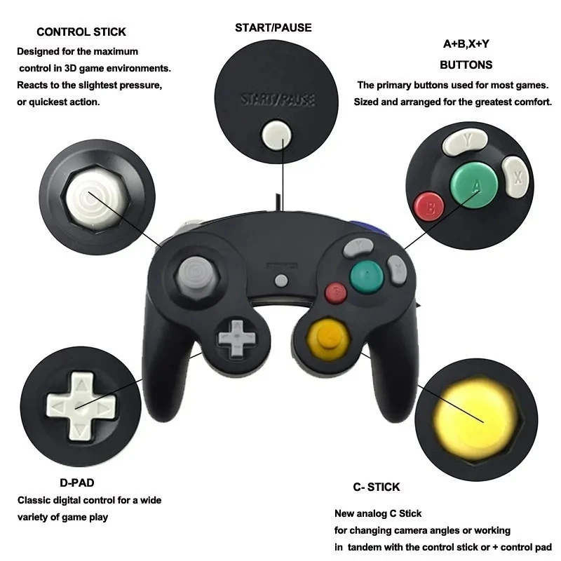 For Gamecube Controller Wired Handheld Joystick Compatible Nintend For NGC Controller For Wii Gamepads