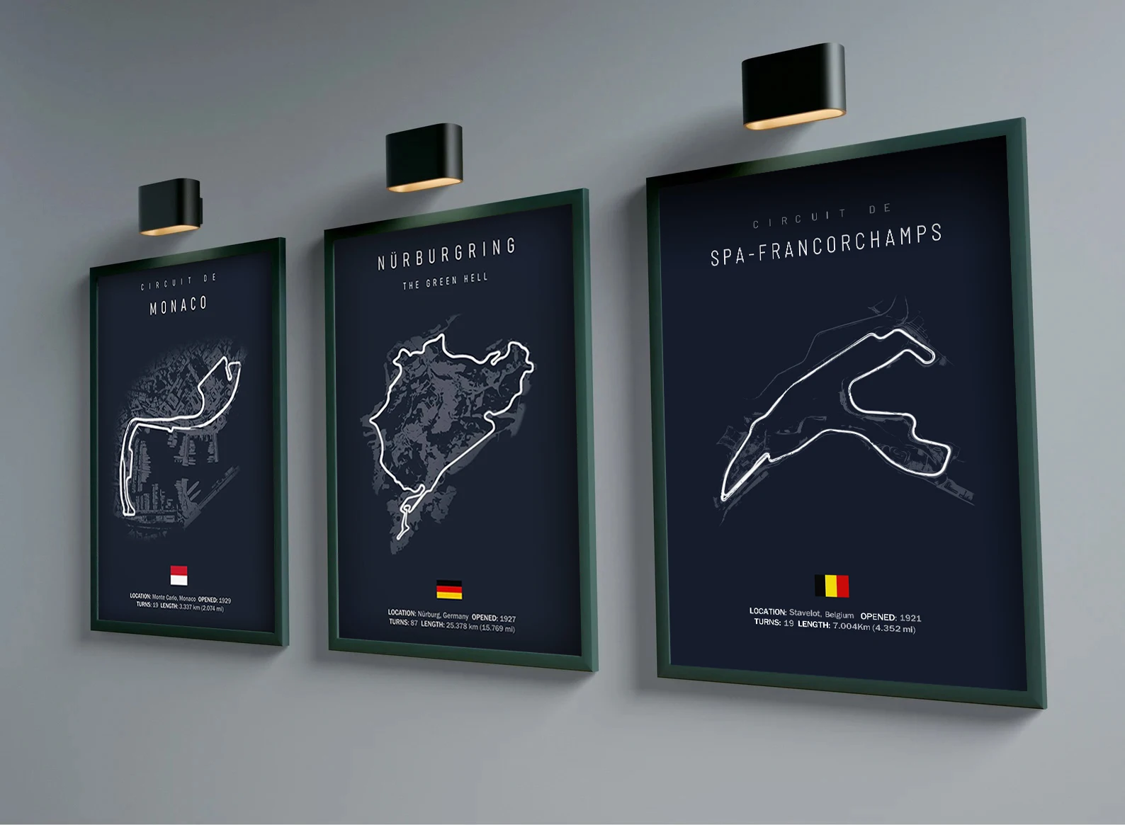 30x40cm black photo frame plus Monaco Imola F1 track canvas picture frame can be hung on the wall track map poster photo frame view 5
