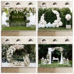 Outdoorsy Wedding Ceremony Photography Background Green Grass Flower Curtain Balloon Decoration Bridal Shower Photocall Backdrop