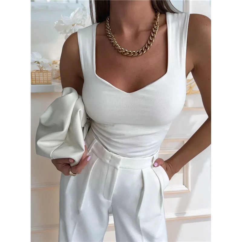 ABRT-レディース ノースリーブ Vネック タンクトップ ベーシックトップス キャップスリーブ Tシャツ ティー 春夏トップス カジュアル スリムフィット リブトップ