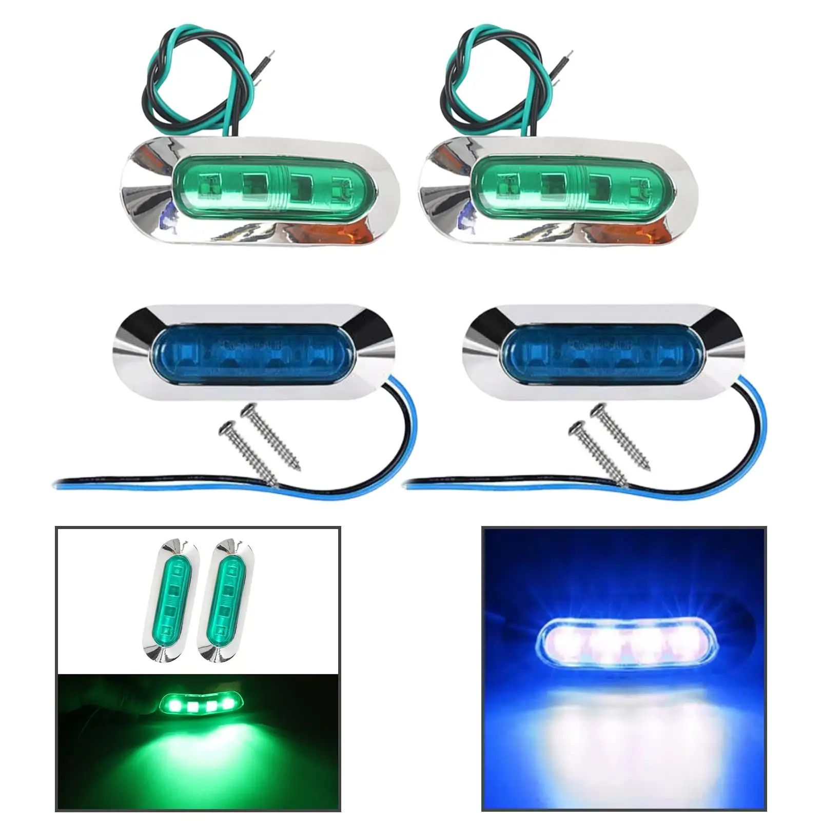 

2 Pieces Truck Side Marker Lights Direct Replaces Easy Installation 4LED