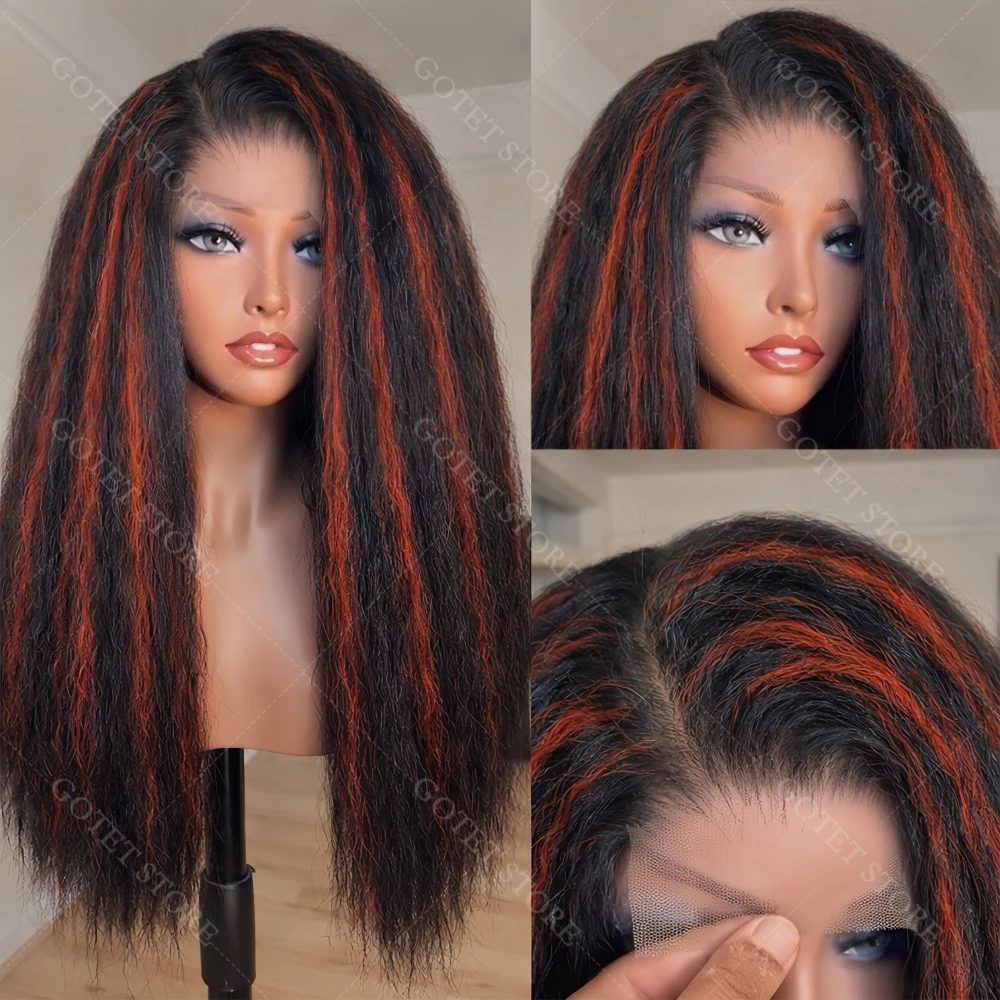 

Парик из натуральных волос 1B/99J, прямой, с эффектом кинки-страйт, ультратонкий, невидимый, с кружевом 13x4, плотность 200%, парик с кружевом 5x5